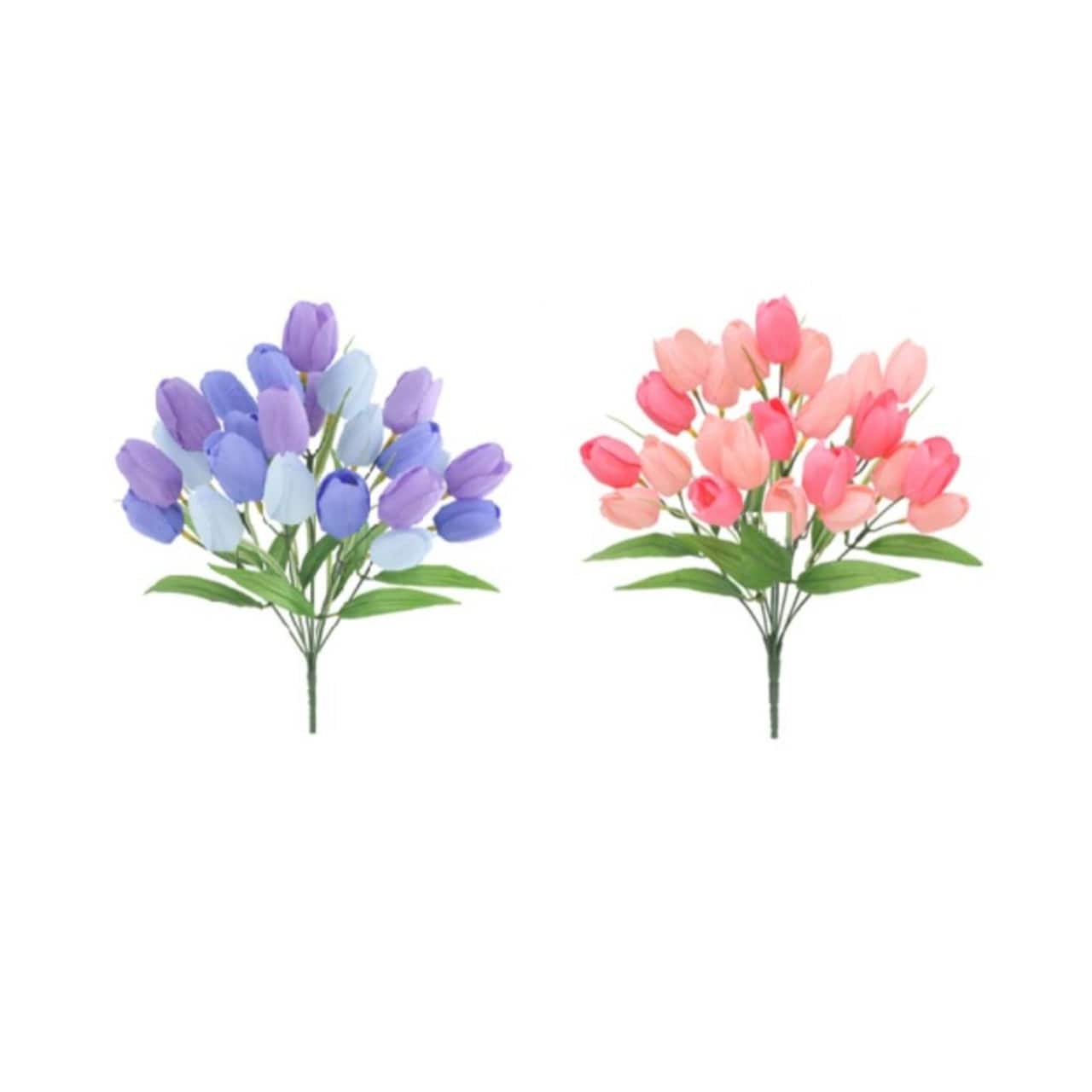 24 Pack: 14" Pink & Blue/Purple Tulip Bushes by Ashland®